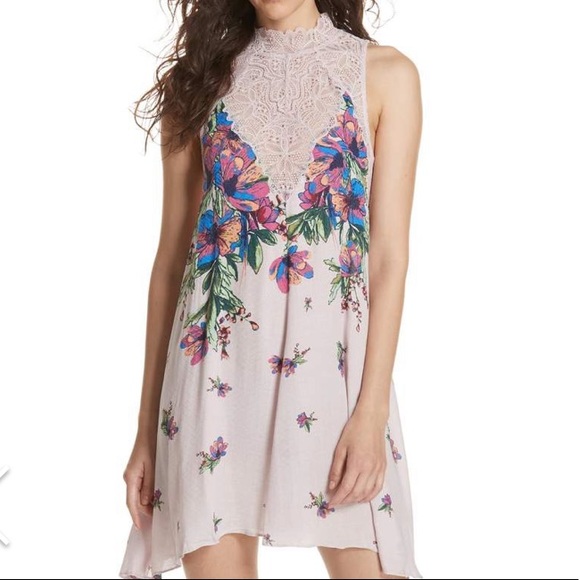 Free People Dresses & Skirts - FREE PEOPLE Marsha Printed Lace-Neck Dress Medium